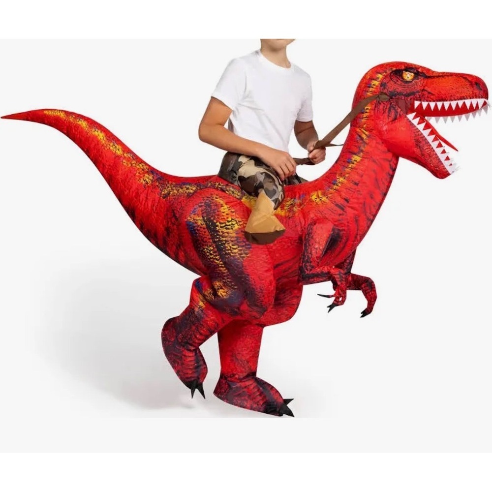 Spooktacular Creations Puff Me Up Inflatable Ride A Raptor Red Costume Size 4-6